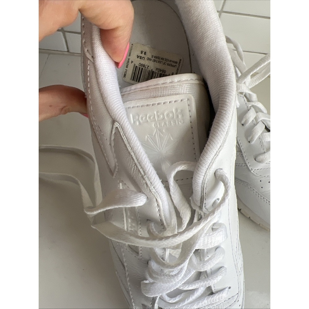 Reebok Classic Leather Triple White Mens Running Walking Shoes 9.5 - Picture 4 of 7